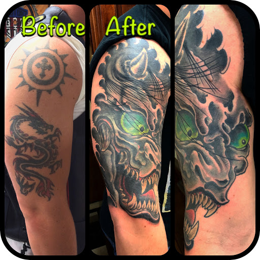 Explore tree tattoo sleeve ideas, creative tattoo ideas in Black River Falls, available at Black River Tattoo