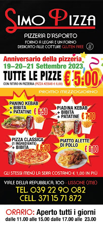 Menu / carte de Simo Pizza à Lissone