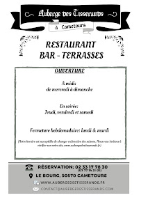 Restaurant français Auberge des Tisserands à Cametours (le menu)