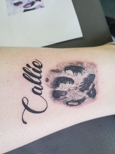 Explore cover up tattoo ideas for leg, creative tattoo ideas in Hubbard, available at Squirrellys Skin Art