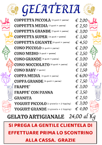 Menu / carte de Caffe' Europeo 2-Bar pasticceria Anagnina- Bar Gelateria Osteria del curato à Rome