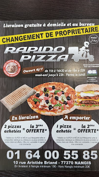 Pizzeria Rapido Pizza à Nangis (le menu)