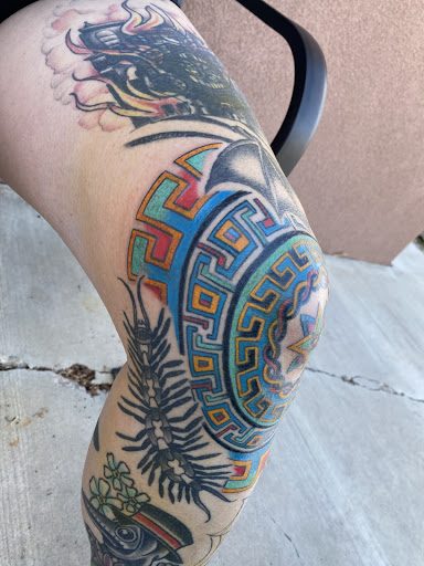 Explore military sleeve tattoo ideas, creative tattoo ideas in Albuquerque, available at Holy Fool Tattoo Club