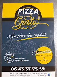 Menu / carte de pizza gusto à Juillan