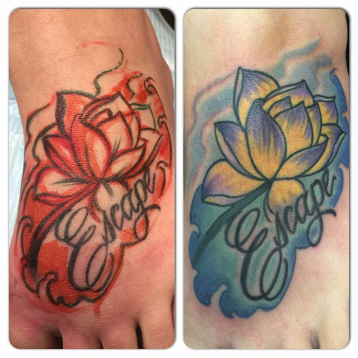 Explore horror tattoo sleeve ideas, creative tattoo ideas in Kansas City, available at Golden Stag Tattoo and Gallery