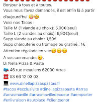 Di Nella Pizzas & Pastas à Arras carte