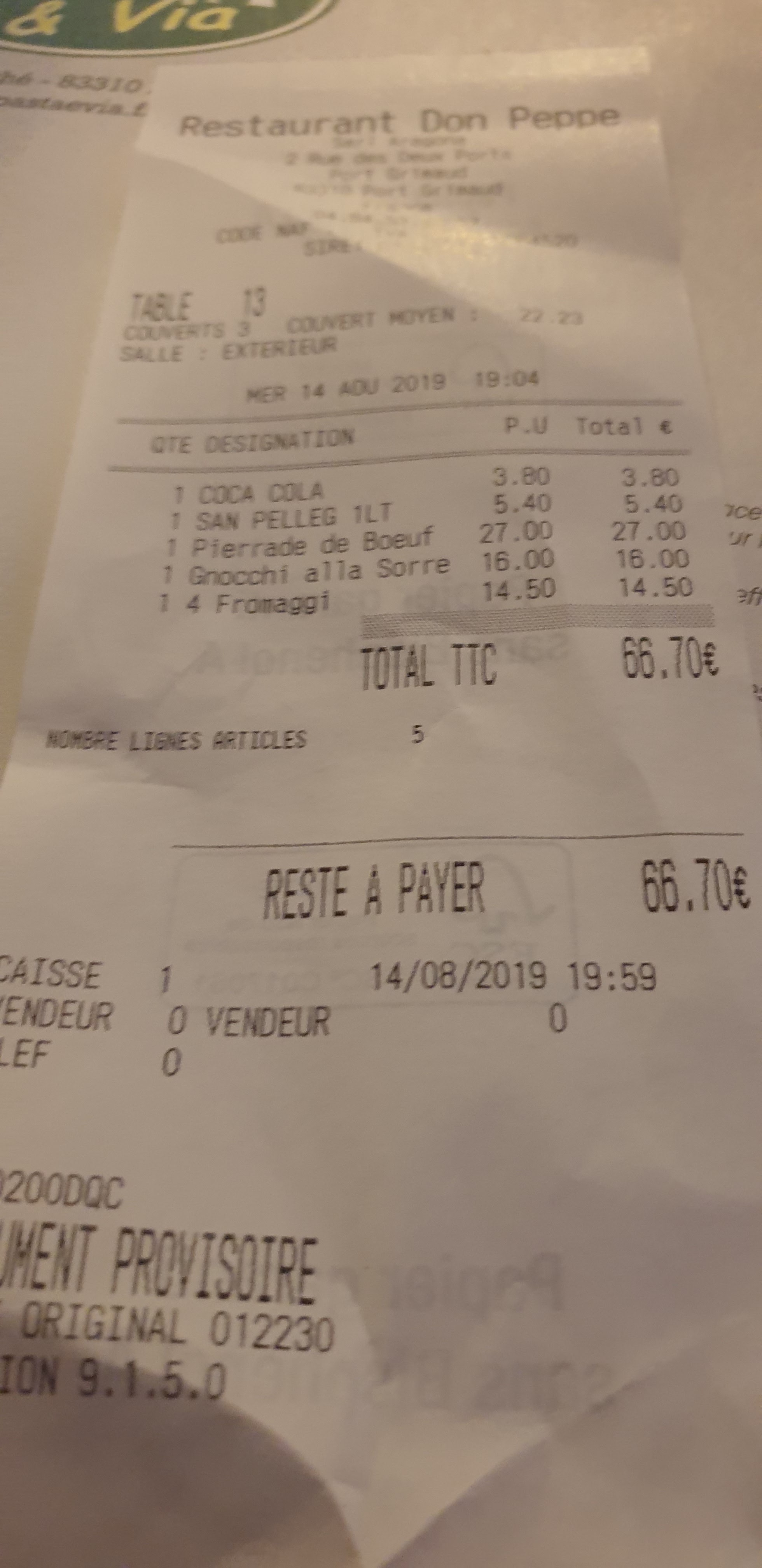 Photo n° 1 de l'avis de vincent.i fait le 14/08/2019 à 20:03