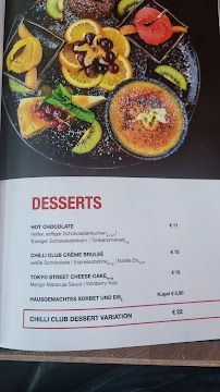 Restaurant Chilli Club à Hamburg (le menu)