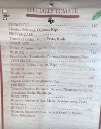 Menu / carte de Etche Pizza à Saint-Palais