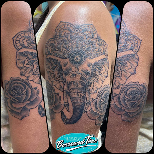 Explore good neck tattoo ideas, creative tattoo ideas in Mckinney, available at Borrowed Time Fine Art Gallery Tattoo Shop