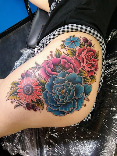 Explore shaded tattoo sleeve ideas, creative tattoo ideas in Redding, available at DEADLIFT TATTOO