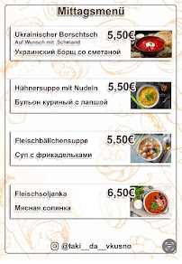 Menu du Taki Da Vkusno à Bruchsal
