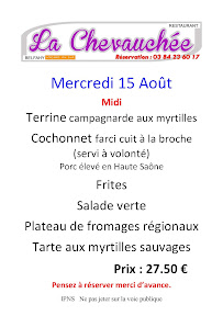Auberge La Chevauchée à Belfahy menu