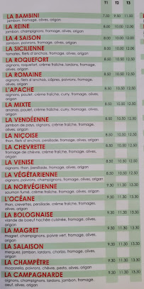 Menu / carte de La Pallice Pizza à La Rochelle