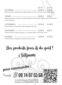 Menu / carte de Pizza Bellejouanne à Poitiers