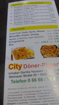 Pub (Cuisine gastronomique) City Döner Pizzeria2 à Freiensteinau (la carte)