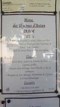 Menu du Restaurant Les Glycines d'Antan à Châteaurenard