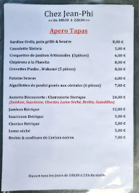 Menu du Chez Jean-phi à Saint-Jean-de-Luz