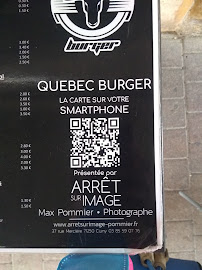 Restaurant de hamburgers Quebec Burger à Cluny (la carte)