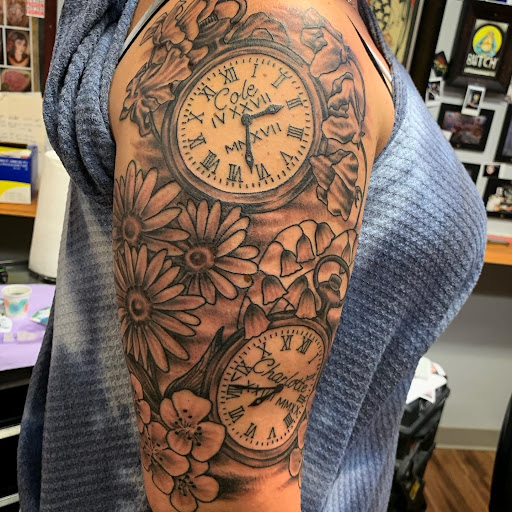 Explore side of neck tattoo ideas, creative tattoo ideas in Strasburg, available at Champion Tattoo Company