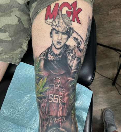 Explore family leg tattoo ideas, creative tattoo ideas in Fort Myers, available at Loyal 2 The Coil Tattoos & Piercings (Edison Mall Location Entrance F)