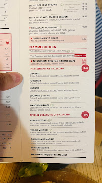 Carte du L'Alsacien République - Restaurant / Bar à Flammekueche à Paris