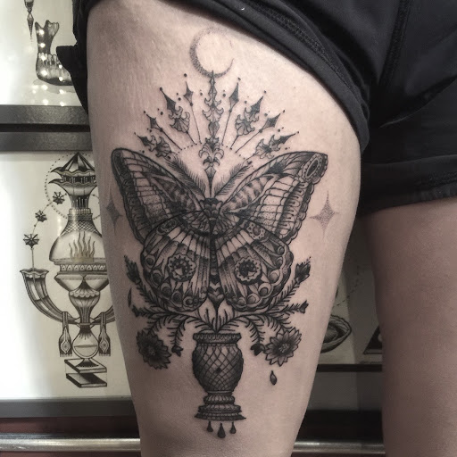 Explore western sleeve tattoo ideas, creative tattoo ideas in Fresno, available at Widows Walk Tattoo