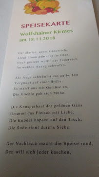 Restaurant allemand Wolfshainer Hof à Tschernitz - OT Wolfshain (le menu)