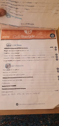 Café Bastide à Bordeaux carte