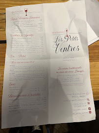Restaurant français Les Petits Ventres à Limoges (le menu)