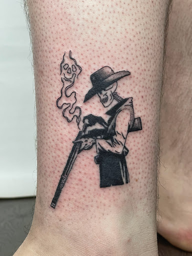 Explore basketball tattoo ideas leg, creative tattoo ideas in Amsterdam, available at Spoken Hand Tattoo