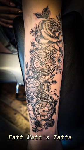 Explore arm sleeve tattoo ideas for females, creative tattoo ideas in Logansport, available at Fatt Matts Tatts
