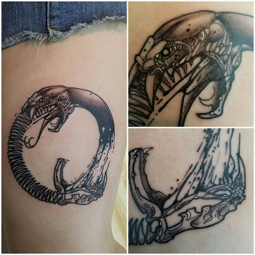 Explore sleeve skull tattoo ideas, creative tattoo ideas in Chicago, available at Royal Flesh Tattoo and Piercing