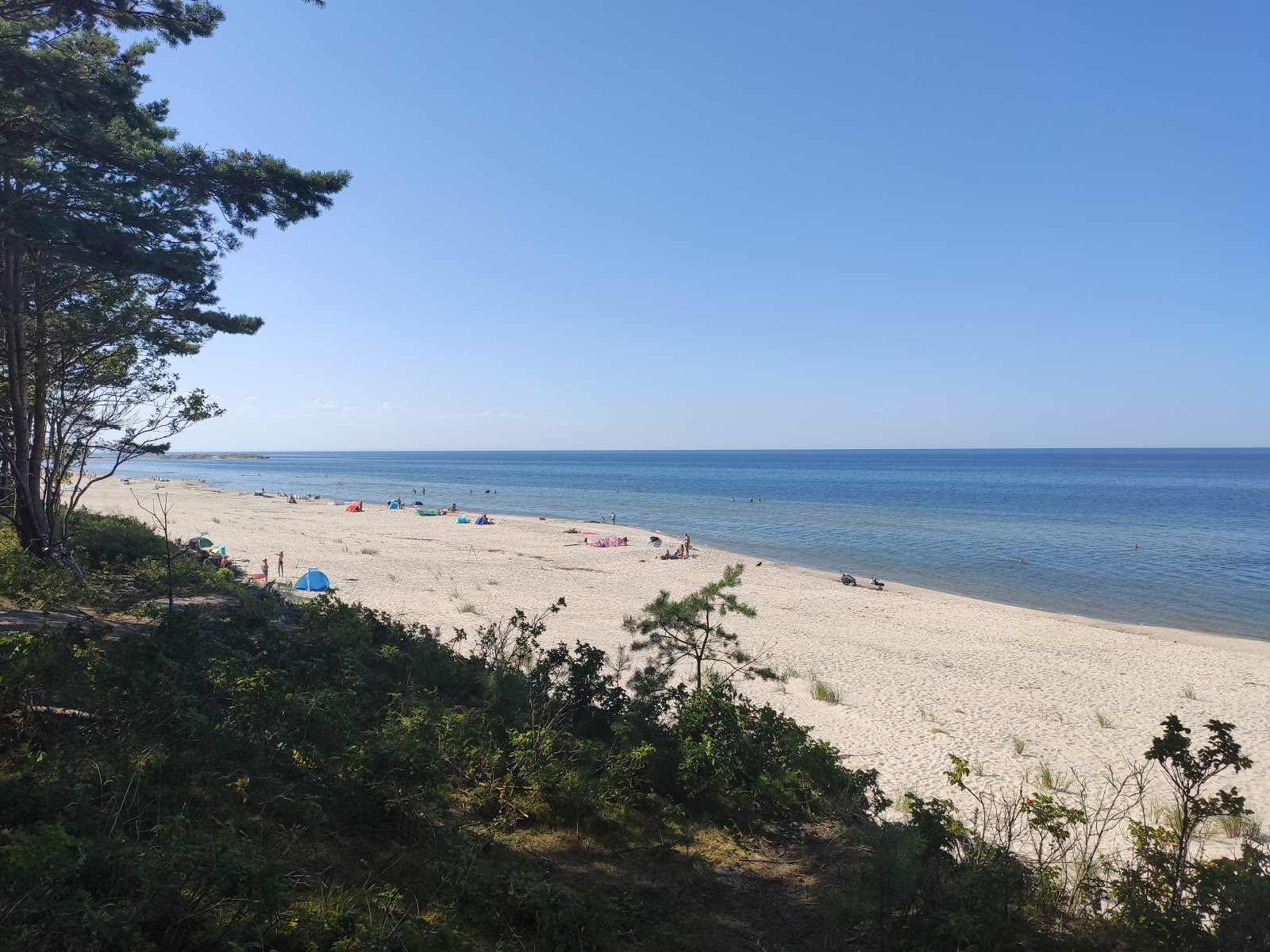 Foto de Przebrno beach com areia brilhante superfície