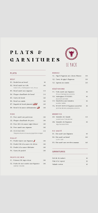 Menu / carte de Le Yack à Clermont-Ferrand