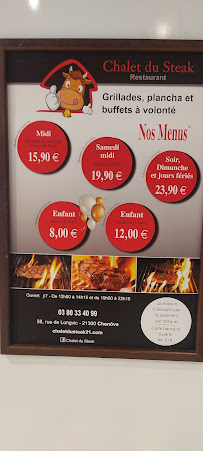 Restaurant Chalet du Steak à Chenôve (la carte)