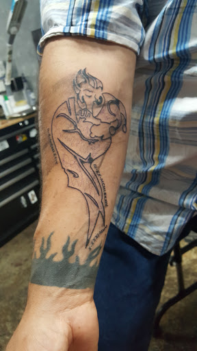 Explore tattoo sleeve filler ideas for men, creative tattoo ideas in Odessa, available at Heart And Dagger Tattoo
