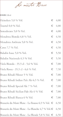 Menu / carte de Foscolo Tre à Palermo