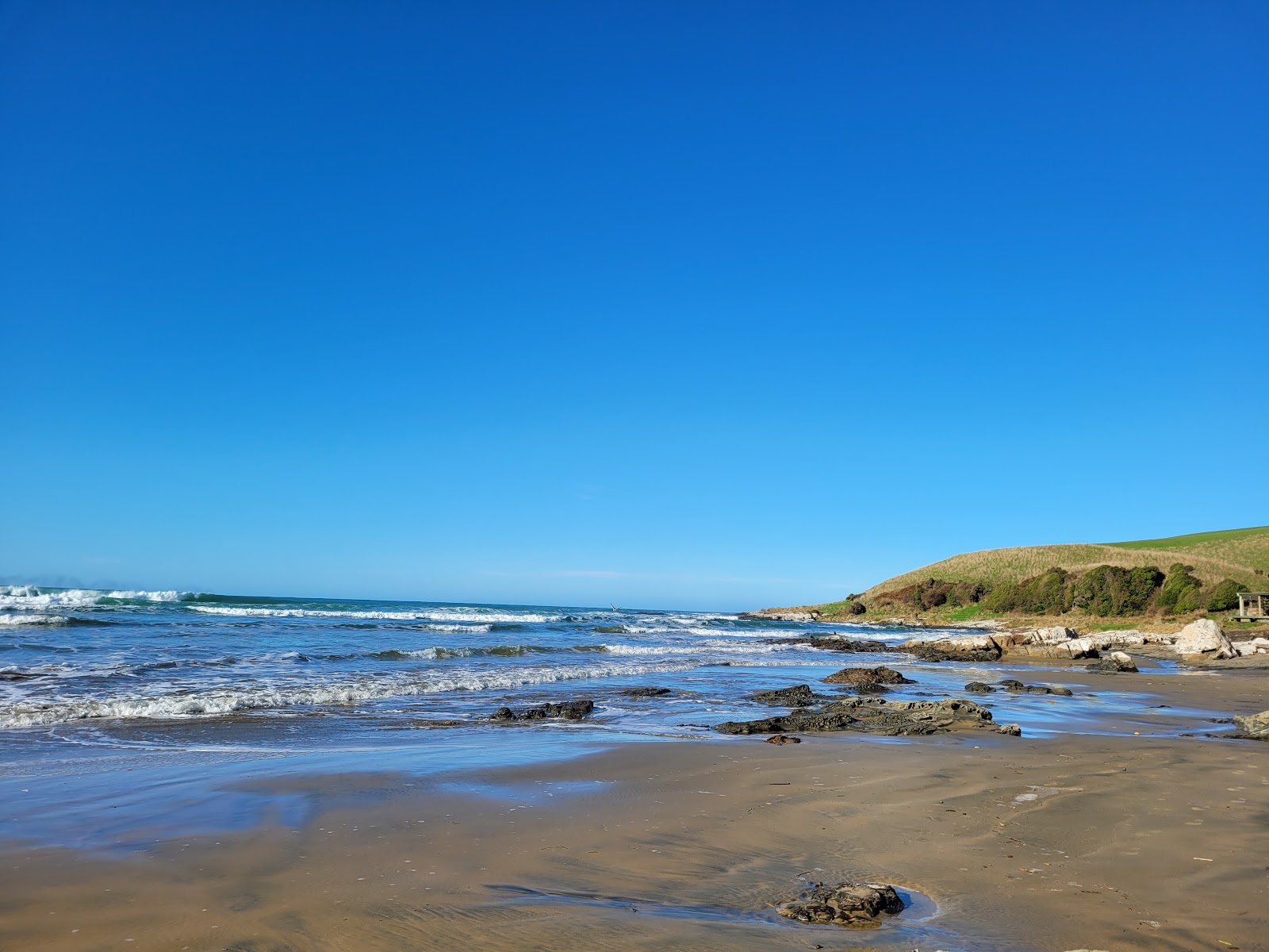 Purakaunui Bay Beach的照片 背靠悬崖