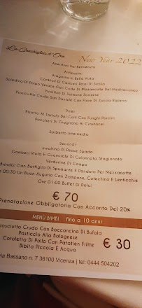 La Conchiglia D'Oro à Vicenza menu