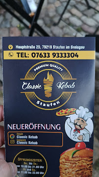Menu du Classic Kebap Staufen à Staufen