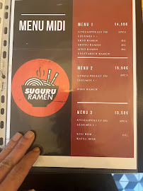 Restaurant japonais Suguru ramen à Paris (le menu)