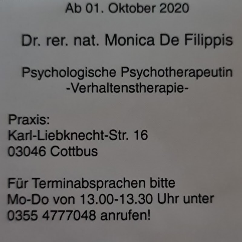 Psychologische Psychotherapeutin Dr. rer. nat. Monica De Filippis