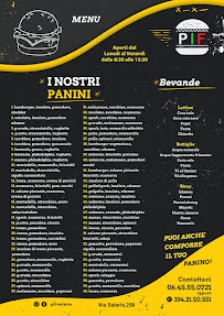 Menu du P.I.F. Panini Insalate & Frutta à Rome