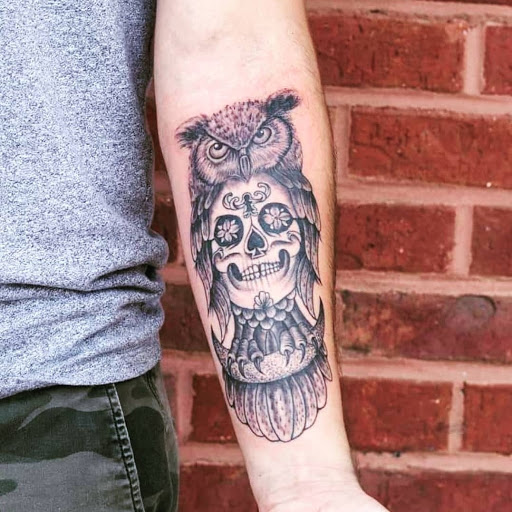 Explore forearm sleeve tattoo ideas for men, creative tattoo ideas in Calhoun, available at A Sailors Grave Tattoo Parlor