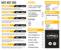 Carte du La Fabrique du Hot Dog - Clermont-Fd à Clermont-Ferrand