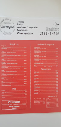 Menu du FAST-FOOD LE REGAL PIZZA, KEBAB, TACOS à Riedisheim