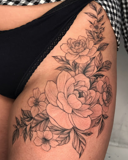 Explore under butt tattoo ideas, creative tattoo ideas in Atlanta, available at Iron Palm Tattoos & Body Piercing Atlanta