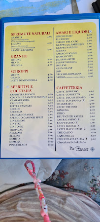 Restaurant Bagno Franco snack bar à Casamicciola Terme (le menu)