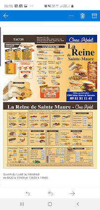 La Reine de Sainte Maure à Sainte-Maure-de-Touraine menu
